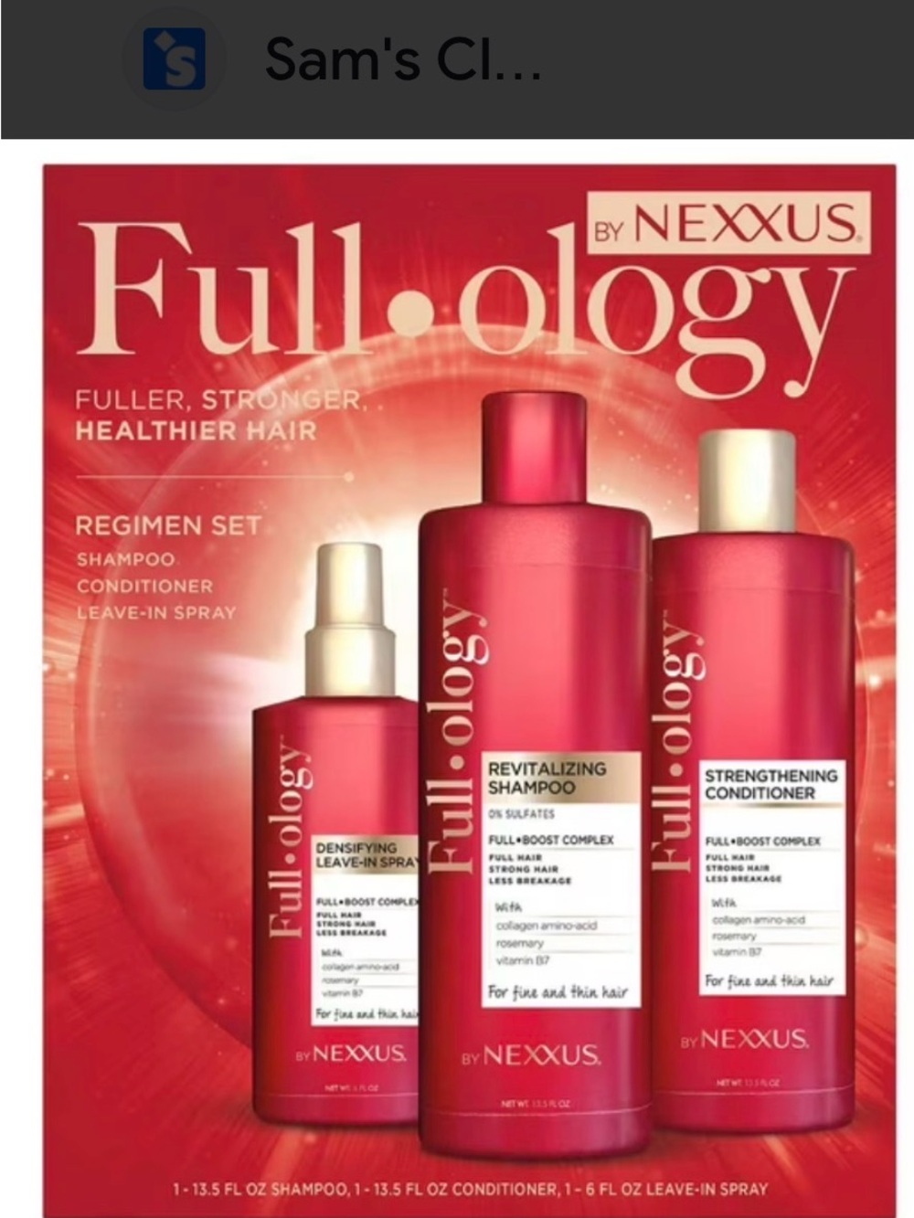 Nexx Fullology Shampoo, Conditioner & Leave-In Set - Red
